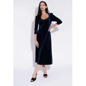 Louche Ambrose Velvet Midi Dress in Navy blue 10 Female