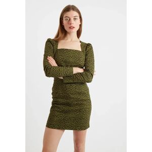 Louche Anala Animal Print Square Neck Mini Dress green 10 Female