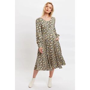 Louche Arwen Petal Parade Print V Back Midi Dress 12 Female