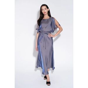 Louche Basford Iridescent Cape Sleeve Midi Dress in Navy blue 10 Female