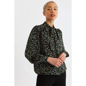 Louche Bathilde Fleur Vert Print Tie Neck Blouse green 8 Female