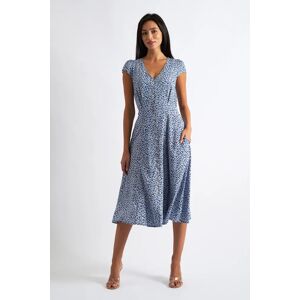 Louche Cathy Ditsy Midi Tea Dress Blue Blue 12 Female