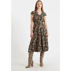 Louche Cathy Tapestry Print Midi Tea Dress green 8 Female