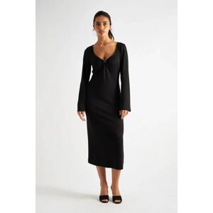 Louche Charley Fine Rib Bodycon Midi Dress - Black Black 8 Female