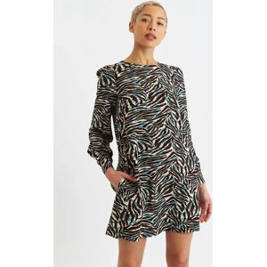 Louche Didee Roar Print Long Sleeve Mini Dress black 8 Female