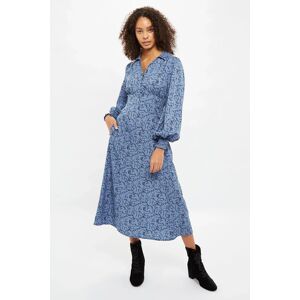 Louche Jussi Spring Floral Print Long Sleeve Midi Dress blue 14 Female