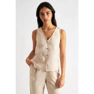 Louche Jakson Sustainable Satin Back Crepe Waistcoat - Camel 8 Female