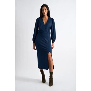 Louche Karen Brushed Marl Jersey Midi Dress - Navy blue 16 Female