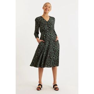 Louche Kathlyn Fleur Vert Print Long Sleeve Midi Dress green 14 Female