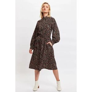 Louche Leonie Wax Flower Long Sleeve Midi Shirtdress black 12 Female