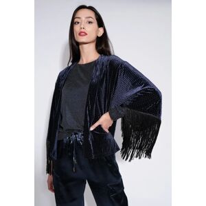 Louche Lilo Fringe Trim Velvet Kimono blue 8 Female