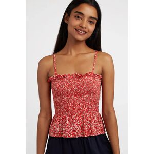 Louche Lyse Shrubbery Print Smocked Bodice Strappy Top red 16 Female