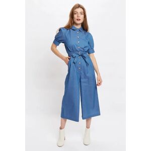 Louche Magda Chambray Short Sleeve Cropped Jumpsuit blue 12 Female