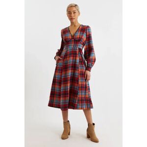 Louche Marize New Tartan Long Sleeve Midi Dress red 16 Female