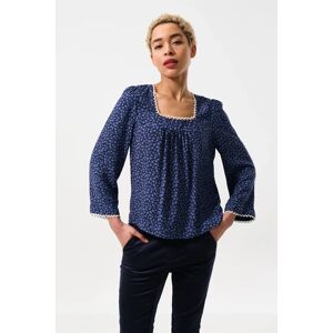 Louche Meggie Daisy Time Lace Trimmed Blouse blue 14 Female