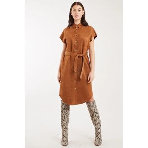 Louche Melike Faux Suede Midi Shirt Dress 10 Female