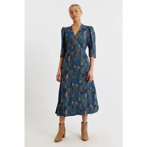 Louche Metea Geo City Print Faux Wrap Midi Dress 8 Female