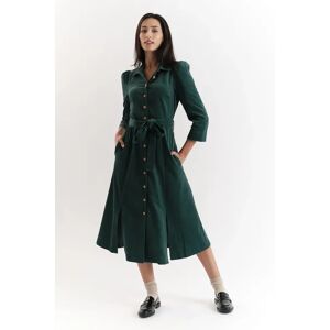 Louche Monick 3/4 Sleeve Cord Midi Shirt Dress - Green red 14 Female