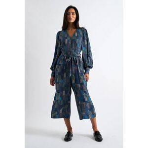 Louche Moski Geo City Print Long Sleeve Jumpsuit blue 10 Female