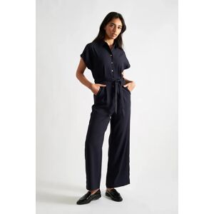 Louche Angie Sustainable Satin Back Crepe Jumpsuit - Navy blue 16 Female