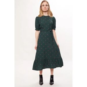 Louche Reign Ladybird Print Puff Sleeve Midi Dress green 10 Female