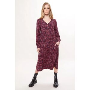 Louche Rheane Gingham Twist Print Long Sleeve V Neck Midi Dress red 12 Female