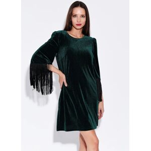 Louche Rosamee Fringe Trim Sleeve Mini Dress in Green green 16 Female