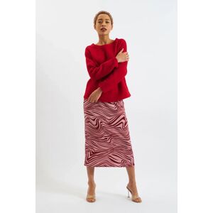Louche Saro Zebra Pop Print Bias Midi Skirt - Pink red 8 Female