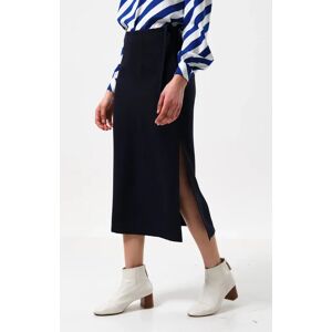 Louche Timo Satin Back Crepe Sustainable Midi Skirt - Navy blue 16 Female