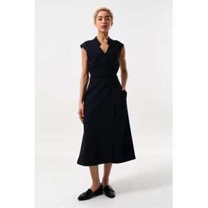 Louche Urbain Satin Back Crepe Wrap Midi Dress - Navy red 14 Female