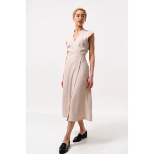 Louche Urbain Satin Back Crepe Wrap Midi Dress - Camel 12 Female