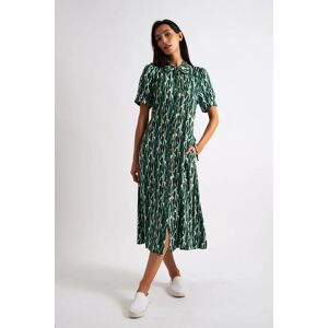 Louche Wanda Mid Century Retro Print Midi Dress - Green green 16 Female