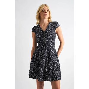 Louche Cathleen Mini Forget Me Not Print Tea Dress Navy black 8 Female