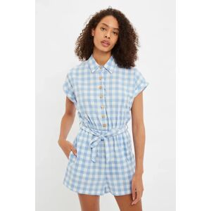 Louche Addie Picnic Check Playsuit In Blue Blue 8 Female