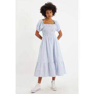 Louche Babette Sail Stripe Shirred Bodice Midi Dress Blue Blue 8 Female