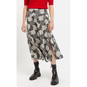 Louche Barney Flower Patch Print Midi Skirt in Black & White Black 16 Female