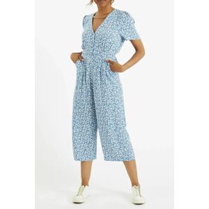 Louche Belen Micro Blossom Print Short Sleeve Jumpsuit In Blue Blue 18 Female