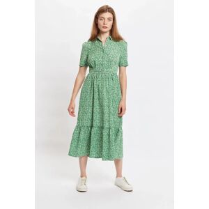 Louche Colleen Micro Flower Print Short Sleeve Tie Midi Dress - Green green 14 Female