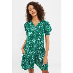 Louche Cora Spot It Print Statement Collar Short Sleeve Mini Dress green 16 Female
