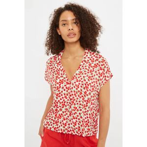 Louche Dido Roses Roses Print Short Sleeve Shirt red 14 Female