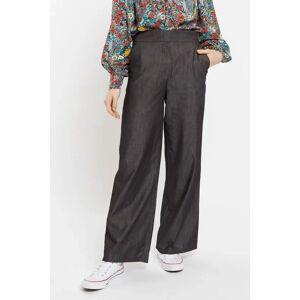 Louche Elina Chambray Straight Cut Trouser In Black Black 8 Female