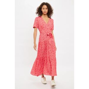 Louche Emin Gingham Twist Print Tiered Short Sleeve Midi Dress red 14 Female