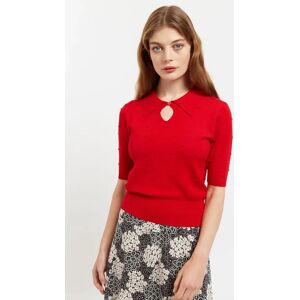 Louche Josephina Raindrops Textured Short Sleeve Collared Sweater Red red 8 Female