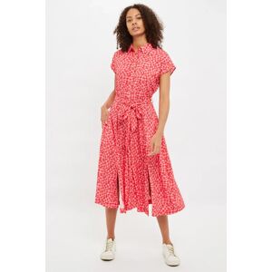 Louche Fleur Gingham Twist Print Short Sleeve Shirt Dress red 14 Female