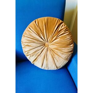 Joy Vintage Style Round Velvet Ruched Cushion yellow Unisex