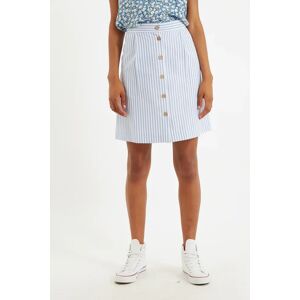 Louche Hela Sail Stripe Button Through A-Line Mini Skirt Blue Blue 10 Female