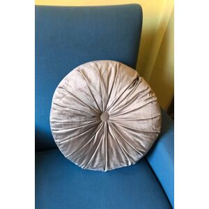 Joy Vintage Style Round Velvet Ruched Cushion grey Unisex