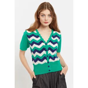 Louche Jeanie Zig Zag Stripe Short Sleeve Cardigan green 16 Female