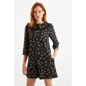 Louche Jeanine Slavic Flowers Print Statement Collar Sleeve Mini Dress black 8 Female