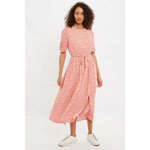 Louche Kiza Micro Blossom Print Short Sleeve Midi Dress In Pink pink 18 Female